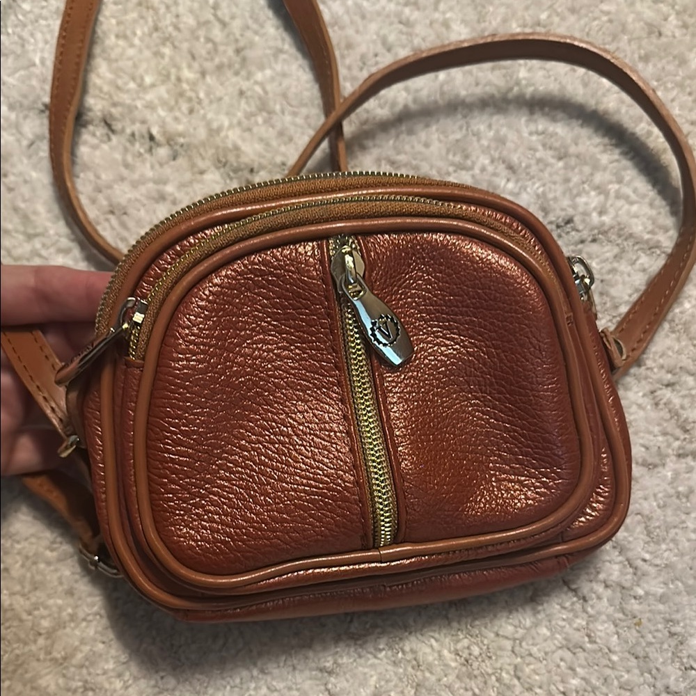 Valentina Bronze Leather Crossbody Bag
